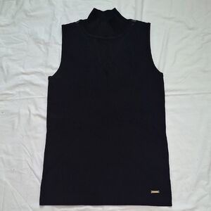 T Tahari Black Fitted Sleeveless Tank Top